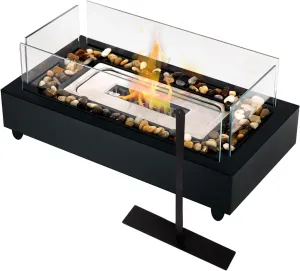 New Table Top Firepit with Foot Pad,Indoor Table top Fire Pit with Pebble Groove 4 Windshields Outdoor Portable Small Fireplace for Home Patio Decor Housewarming Christmas Birthday Gifts