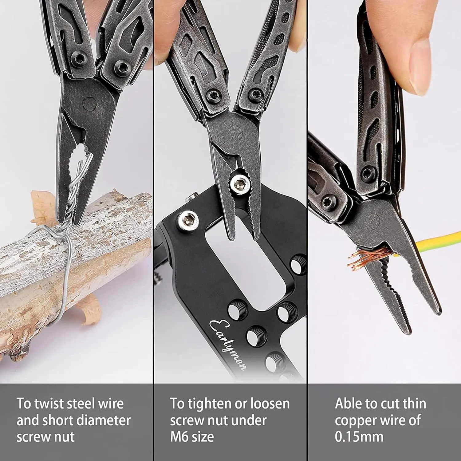 Nextool EDC Keychain Multitool, 10 in 1 Mini Pocket Knife Multi Tool with Needlenose Pliers, Scissors, Mini Useful Cool Gadgets for Men, Gifts For Dad Men Him Boyfriend-Dark
