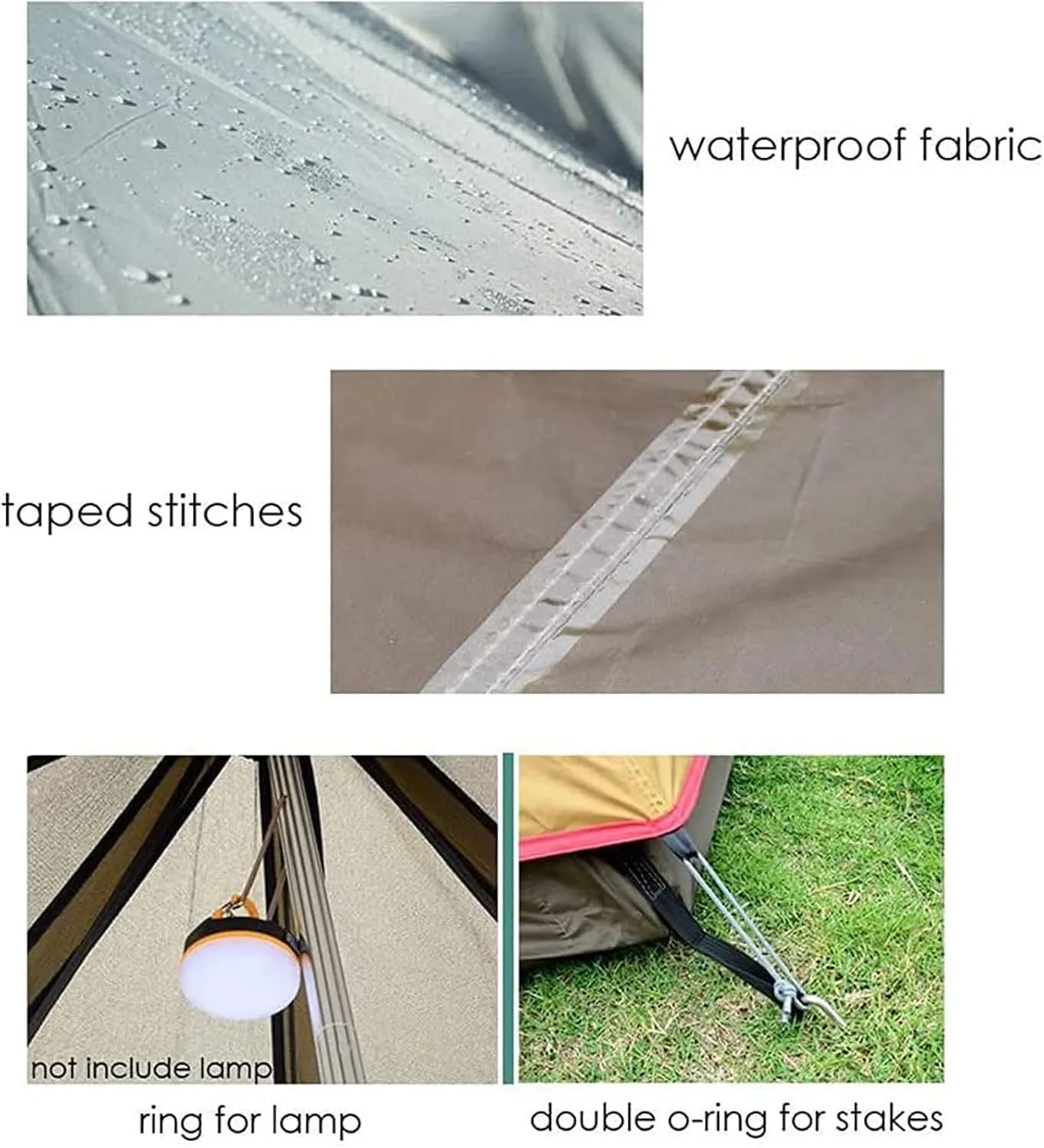 NIEH Tents for Camping 4 Person, Pyramid Teepee Tent Adult Tent Double Layers Indian Tent Yurt Tent Tower Post Bell Tent for Outdoor Family Trip Hello