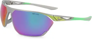 Nike Stratus Rectangular Sunglasses, Brushed Silver/Green, 76/13/130   1