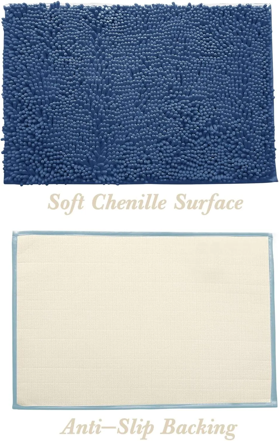 Non-Slip Bath Rug,Extra Soft Microfiber Bedroom Shag Carpet with Anti-Slip Backing,Water/Dust Absorbent Fast Dry Shower Mat,Sound Insulated Stairs Pad,Machine Washable (NavyBlue,12 x 19 Inches)