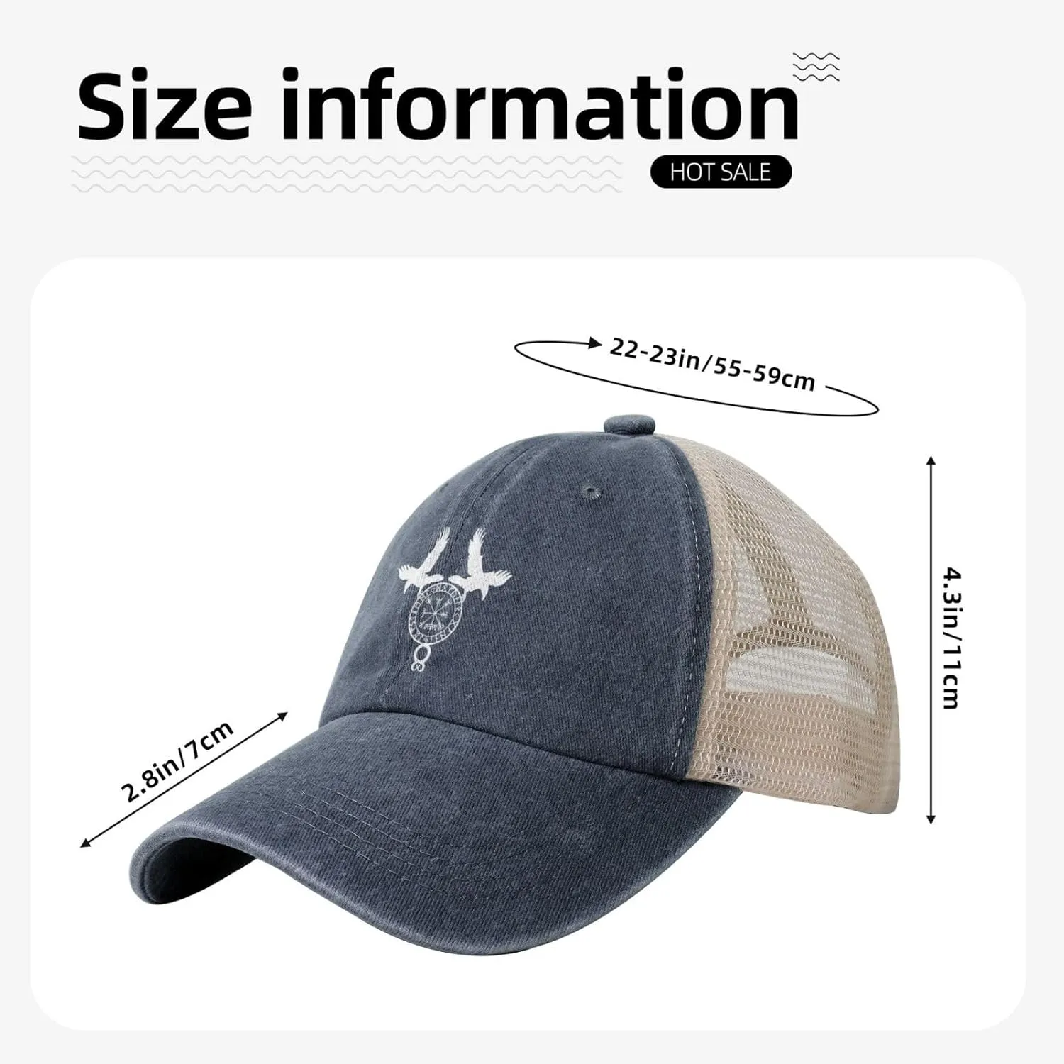 Norse Ravens Vegvisir Hats Denim Mesh Baseball Caps Trucker Hats