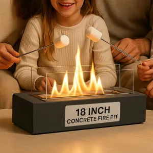 NovaMode Tabletop Fire Pit – Portable Smores Maker with Extendable Roasting Sticks – Smokeless Firepit - Indoor/Outdoor – Backyard, Balcony, Patio – Glass Surround - Housewarming - Dark Moonlight Gray