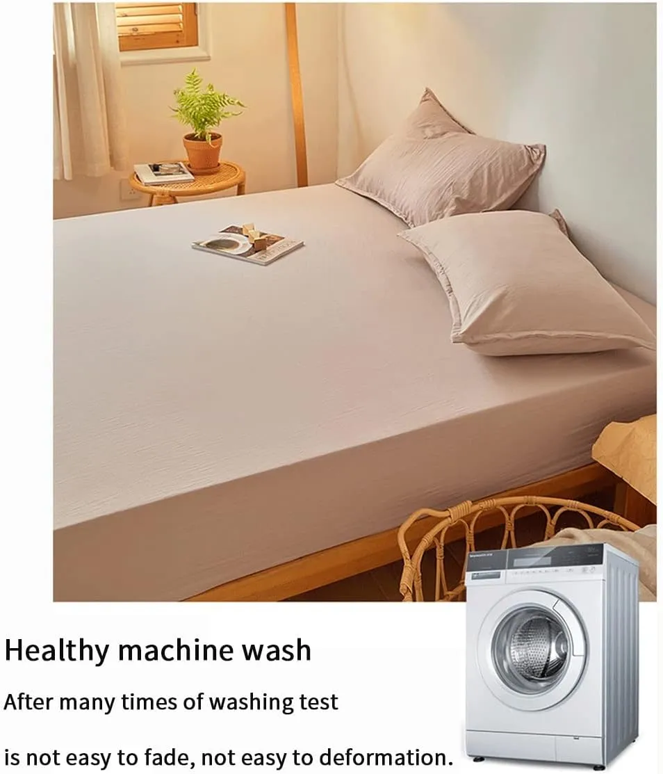 OBONG Soft Twin Fitted Sheet 100% Cotton No Pop-Off Elastic Deep Pocket Cooling Sheets Durable Sateen Weave Wrinkle Free Comfy Luxury Bedcover(B,Twin)