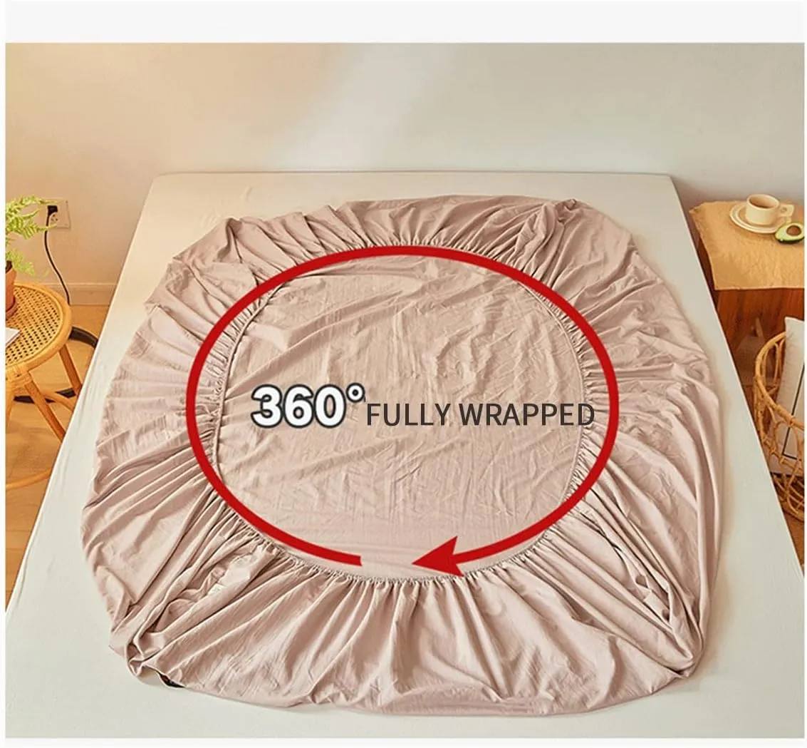 OBONG Soft Twin Fitted Sheet 100% Cotton No Pop-Off Elastic Deep Pocket Cooling Sheets Durable Sateen Weave Wrinkle Free Comfy Luxury Bedcover(B,Twin)
