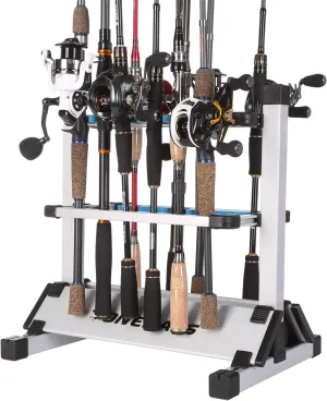 One Bass Fishing Rod Rack Metal Aluminum Alloy Fishing Rod Holder Portable Rod Organizer for All Type Fishing Pole, Hold Up to 12 Rods