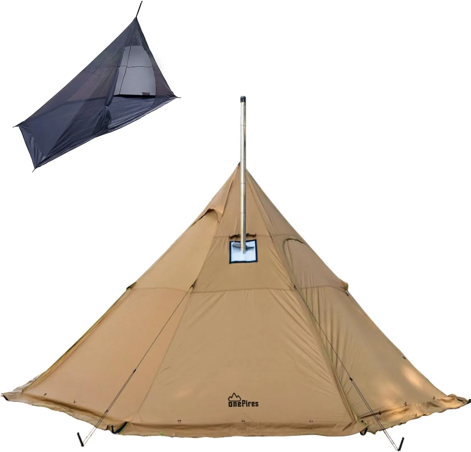 Onefires Hot Tent with Half Inner Tent 4-8 Person Large Teepee Tent for Family Camping