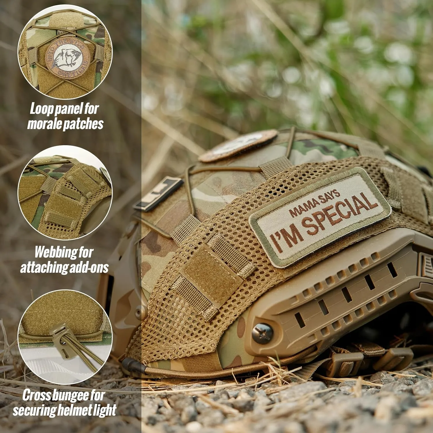 OneTigris Helmet Cover, Tactical Cloth Cover for Fast Helmet in Size L or M/L, XL or L/XL, Bump Helmet in Size XL or L/XL - ZKB12 No Helmet
