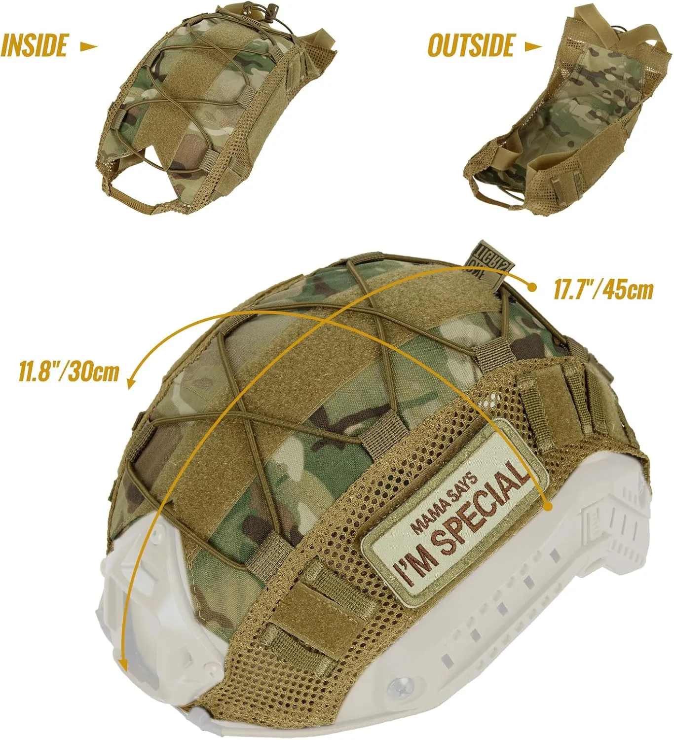 OneTigris Helmet Cover, Tactical Cloth Cover for Fast Helmet in Size L or M/L, XL or L/XL, Bump Helmet in Size XL or L/XL - ZKB12 No Helmet