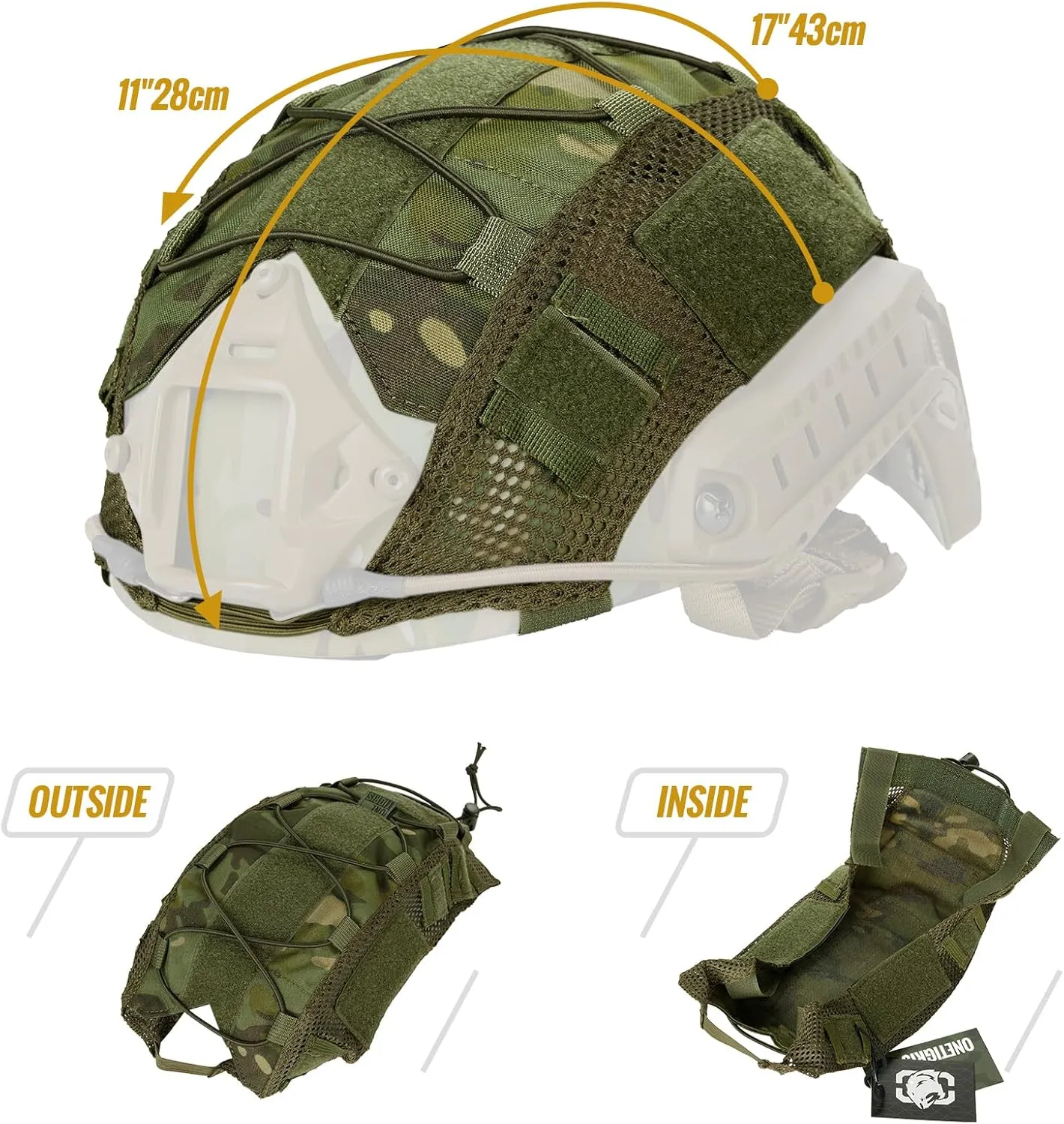OneTigris Helmet Cover, Tactical Fast Helmet Cloth for Ops-Core Fast PJ Helmet in Size M/L, OneTigris PJ Airsoft Helmet in Size M/L(Without Helmet)