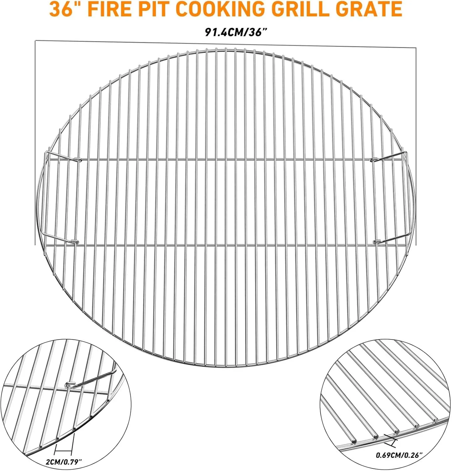 onlyfire BBQ Solid Stainless Steel Cooking Grate for Grill, Fire Pit, 36-inch