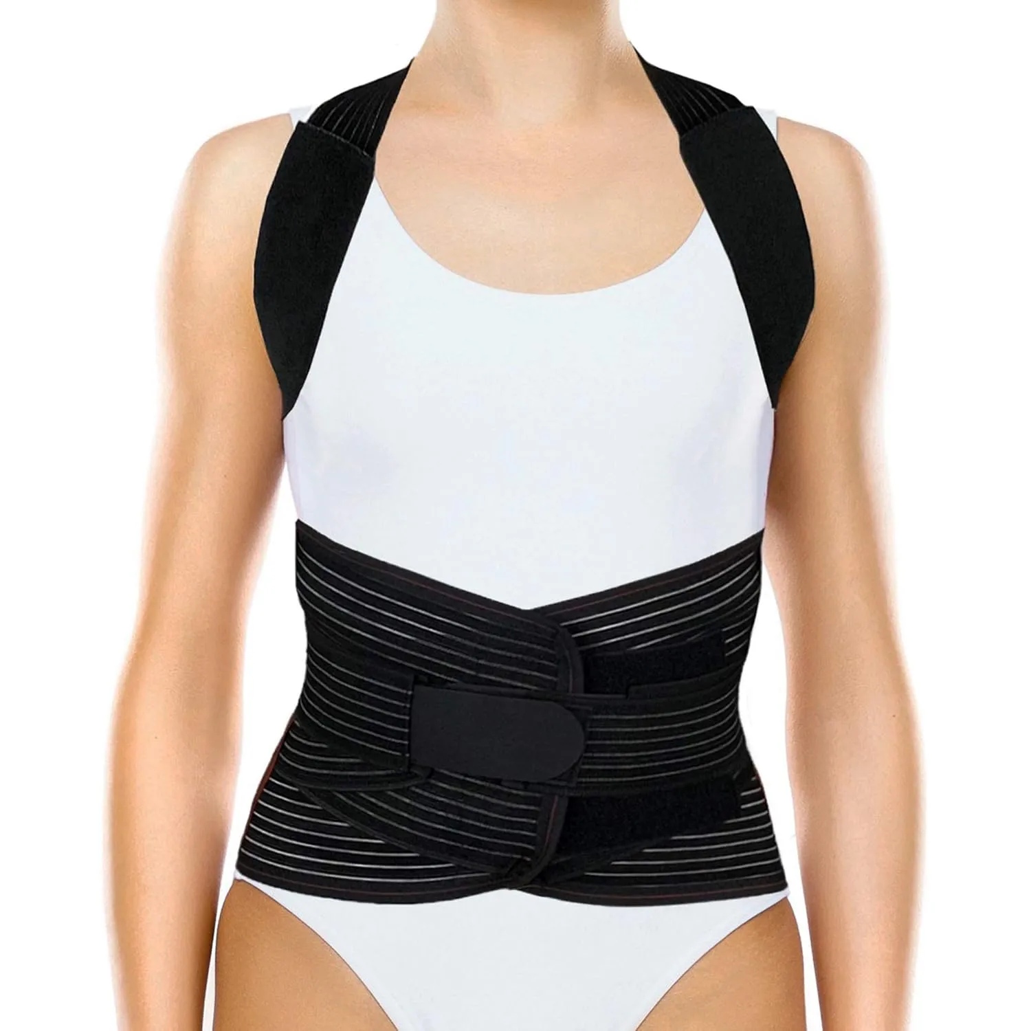 ORTONYX TLSO Full Back Support Brace with Removable Dorso-Lumbar Pad - Lightweight, Breathable - Pain Relief, Thoracic Kyphosis, Herniated Disc / ACHB5248-S