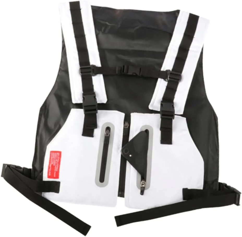 Outdoor Reflective Vest for Men Training Gear Multi-Pocket Design Highly Visible Safety Running and Cycling Vest for Camping and Outdoor Activities White
