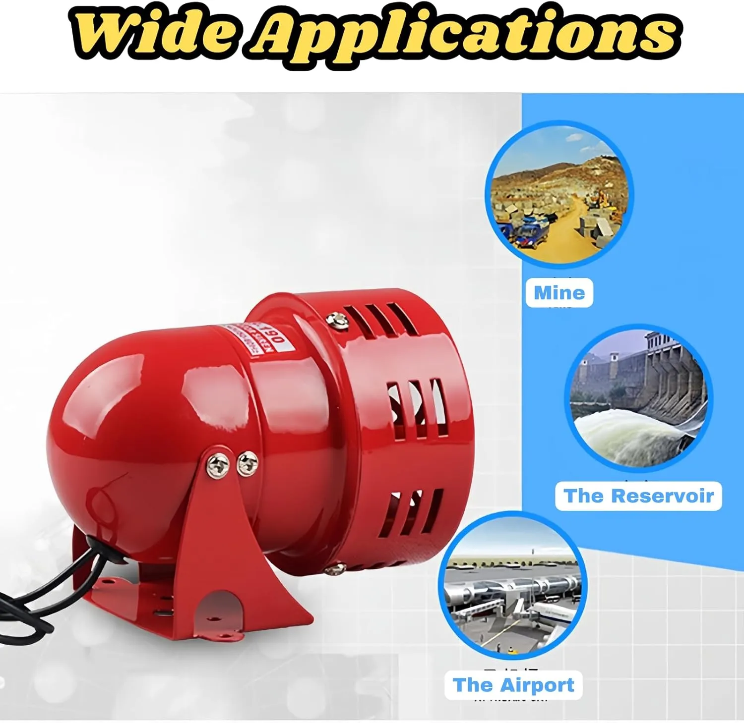 Outdoor Security Alarm Horn Siren, AC 220V High-Decibel Wired Horn, Fireproof, Portable for Home & Industrial Use, Up to 110dB