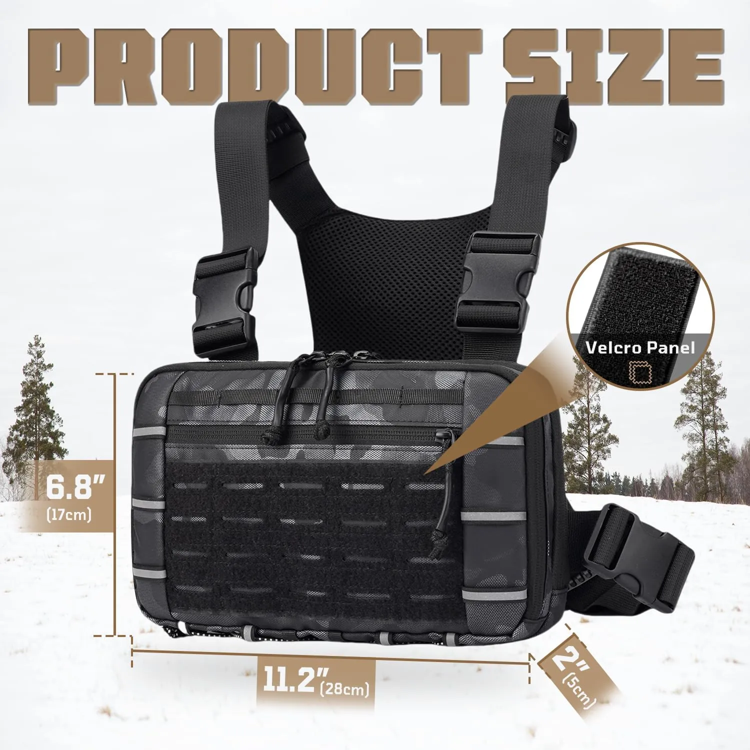 Outdoor Tactical Chest Bag Chest Rig Pack EDC Molle Utility Chest Pouch for Workouts Hiking Fishing