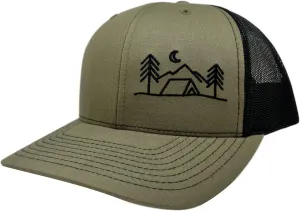 Outdoor Trucker Hat Snapback - Tent Camping Design