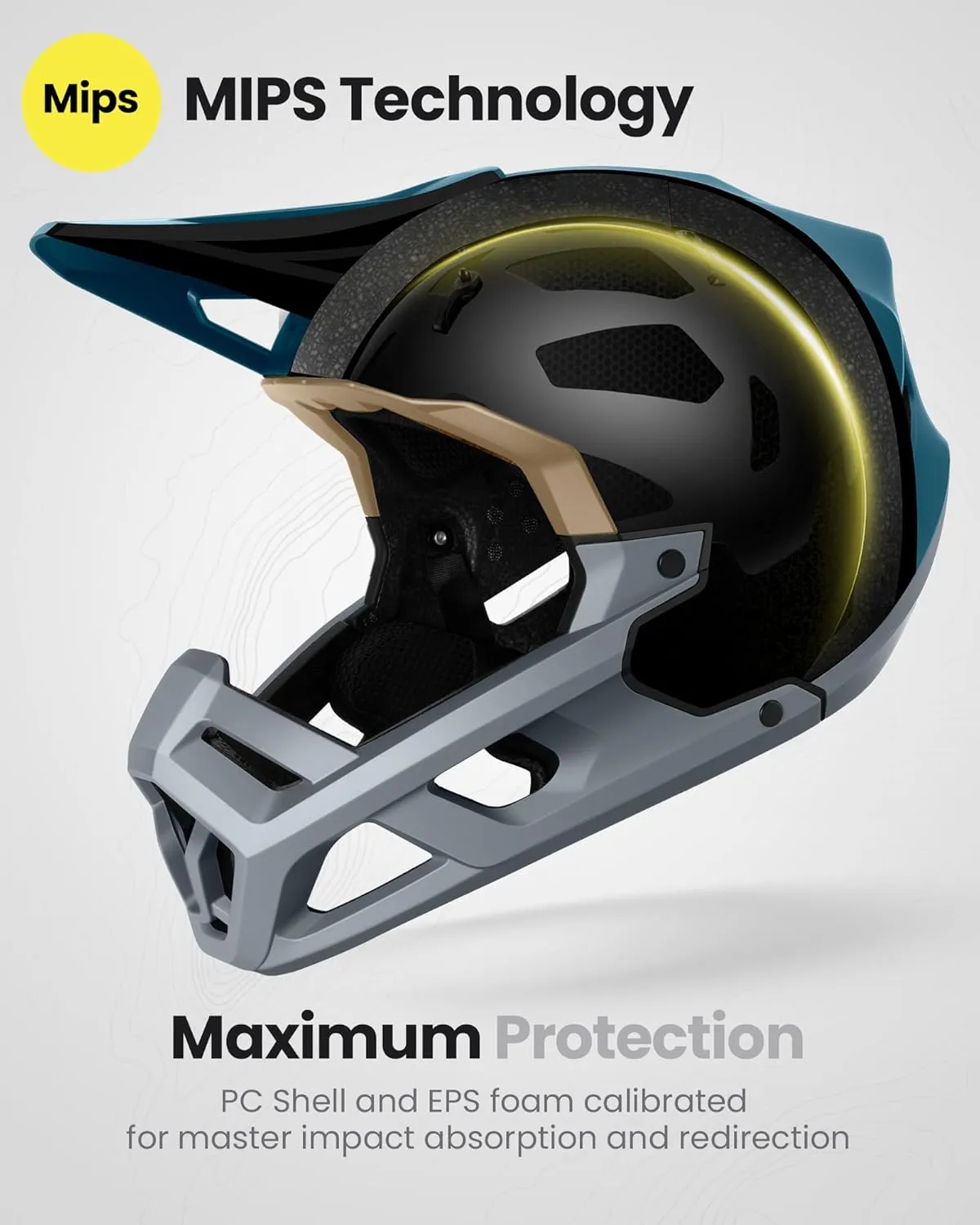 OutdoorMaster MIPS Full Face Mountain Bike Helmet for Men & Women - Two Removable Chin Pad, Ventilation Lightweight - Racing Downhill DH BMX MTB Helmet