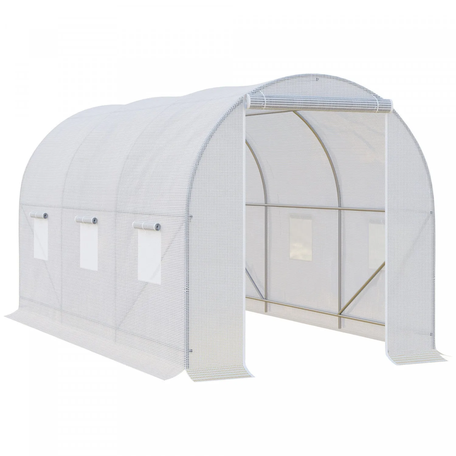 Outsunny 11.5x6.6x6.6ft Walk-in Tunnel Greenhouse Portable Garden Plant Growing Warm House With Door|Outsunny 11.5x6.6x6.6pi Tunnel De Plain-pied Serre De Jardin Portable Plante De Plus En Plus Chaude