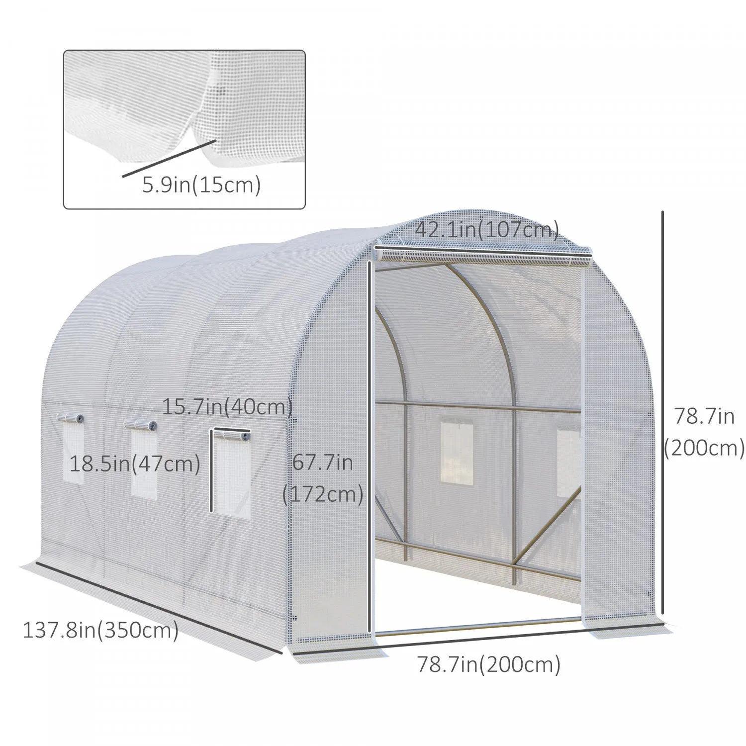 Outsunny 11.5x6.6x6.6ft Walk-in Tunnel Greenhouse Portable Garden Plant Growing Warm House With Door|Outsunny 11.5x6.6x6.6pi Tunnel De Plain-pied Serre De Jardin Portable Plante De Plus En Plus Chaude
