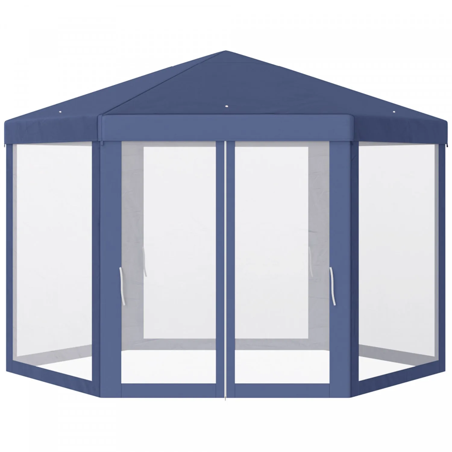 Outsunny Φ13' Hexagon Party Tent Patio Gazebo Outdoor Activity Event Canopy Quick Sun Shelter Pavili|Tonnelle Barnum Tente De Reception Hexagonale 10 MĠ Style Cosy Metal Polyester Impermeabilise Bleu B