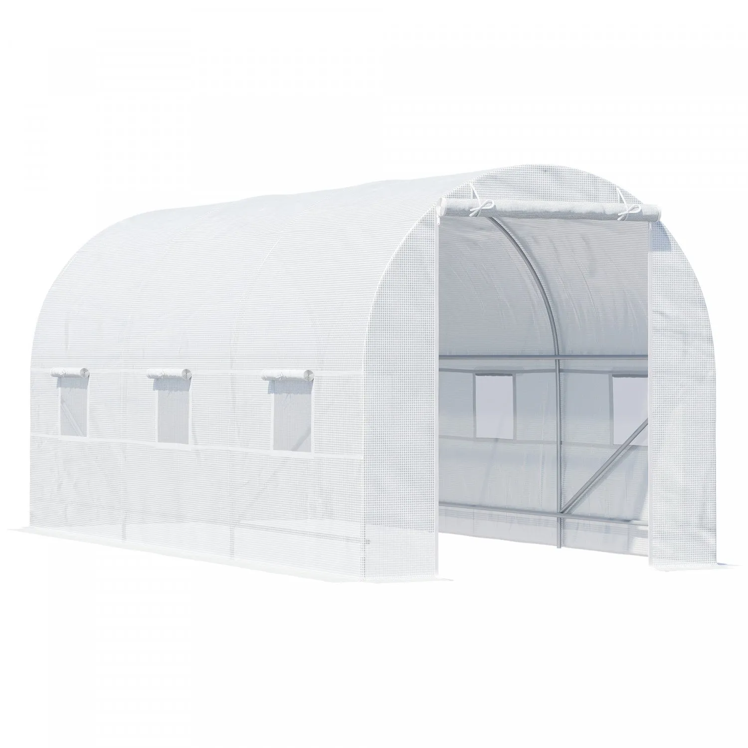 Outsunny 14.8x6.6x6.6ft Walk-in Tunnel Greenhouse Portable Garden Plant Growing Warm House With Door|Outsunny Serre De Jardin Tunnel Surface Sol 9 MĠ 4,5l X 2l X 2h M Chassis Tubulaire Renforce 18 Mm 6