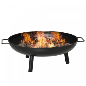 Outsunny 23" Round Outdoor Wood-burning Fire Pit With Support Legs, Black