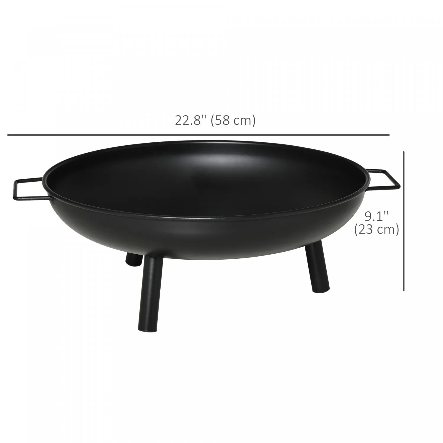 Outsunny 23" Round Outdoor Wood-burning Fire Pit With Support Legs, Black