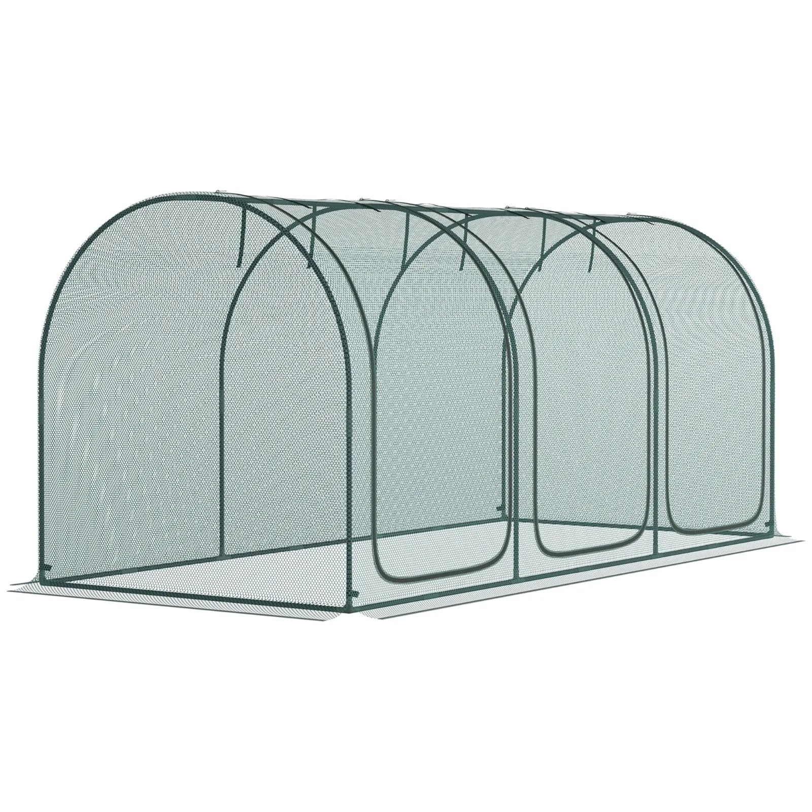 Outsunny 9' X 4' Crop Cage, Plant Protection Tent With Three Zippered Doors, Storage Bag And 6 Groun