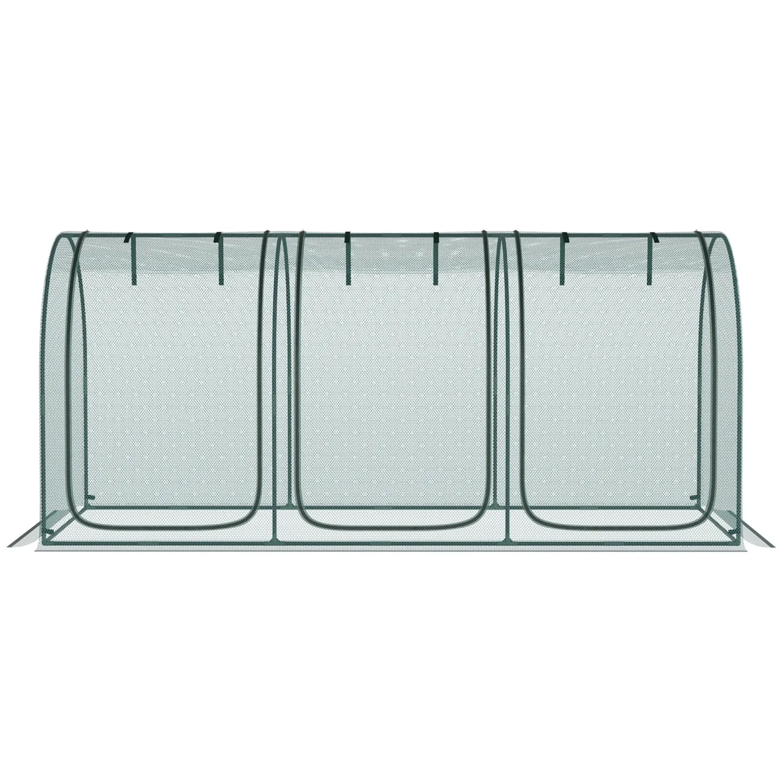 Outsunny 9' X 4' Crop Cage, Plant Protection Tent With Three Zippered Doors, Storage Bag And 6 Groun