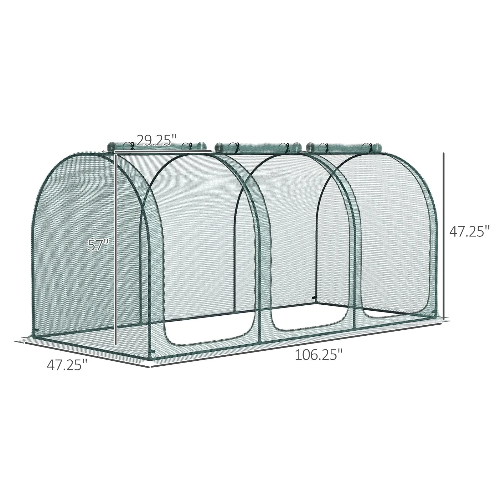 Outsunny 9' X 4' Crop Cage, Plant Protection Tent With Three Zippered Doors, Storage Bag And 6 Groun