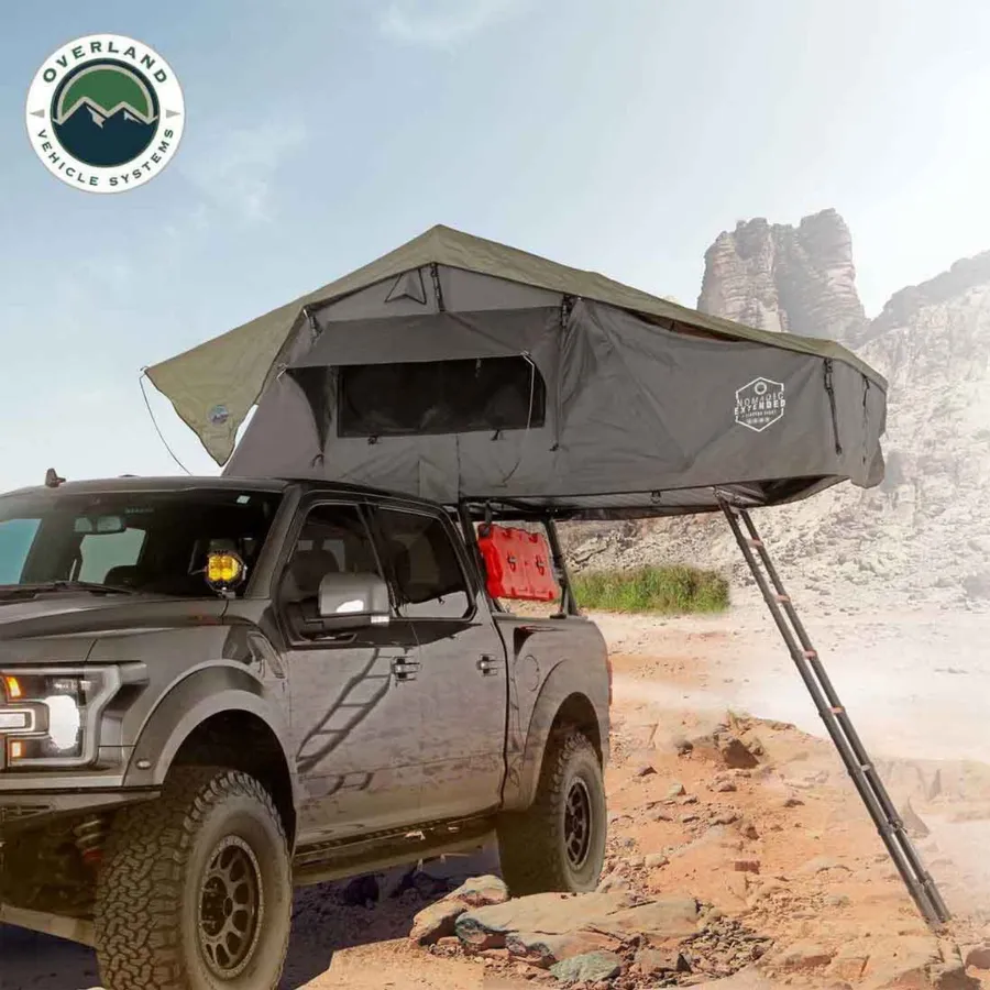 OVS HD Nomadic 4 Extended Soft Shell Roof Top Tent, Grey Body & Green Rainfly