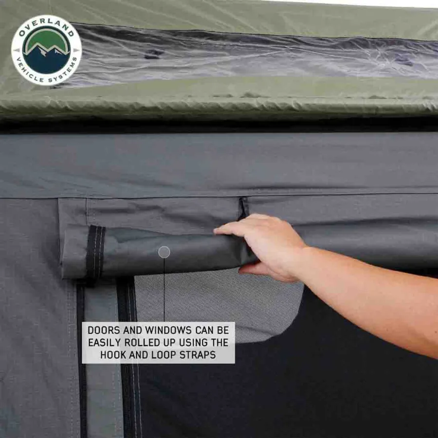 OVS HD Nomadic 4 Extended Soft Shell Roof Top Tent, Grey Body & Green Rainfly