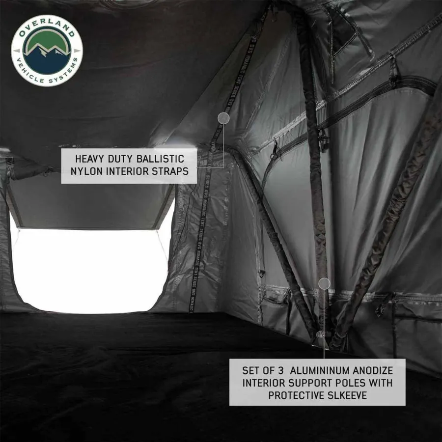 OVS HD Nomadic 4 Extended Soft Shell Roof Top Tent, Grey Body & Green Rainfly