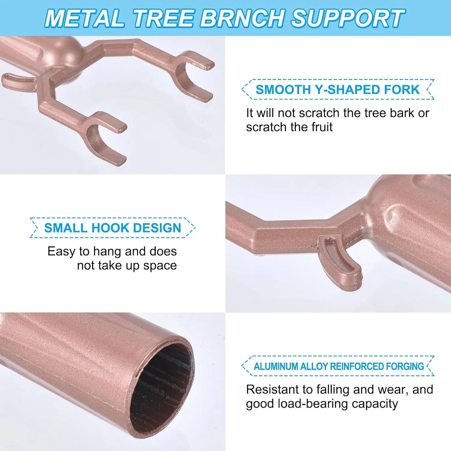 PATIKIL 24 Pack Metal Tree Branch Support Tree Straightening Kit for Propping Up Fruit Tree Tree Stake and Support Crutches Fits 0.75 inch Round Pole for Vineyard Garden Orchard, Rose Gold