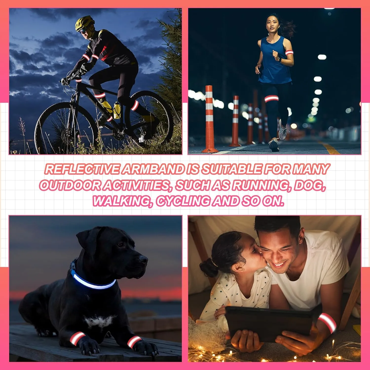 PATIKIL Reflective Bands for Wrist/Arm/Ankle/Leg, High Visibility Reflector Bands, Safety Reflector Tape Straps for Night Running Cycling