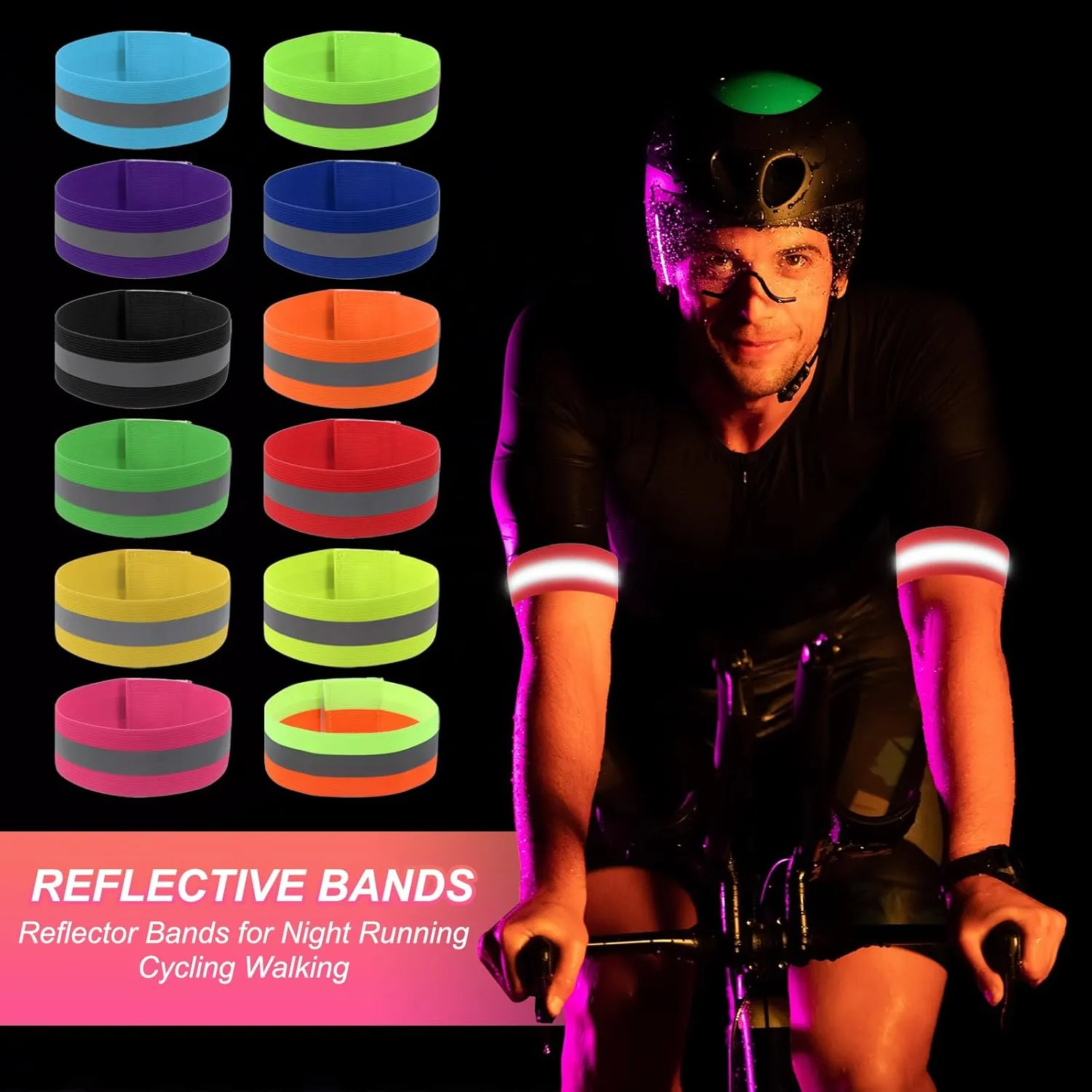 PATIKIL Reflective Bands for Wrist/Arm/Ankle/Leg, High Visibility Reflector Bands, Safety Reflector Tape Straps for Night Running Cycling