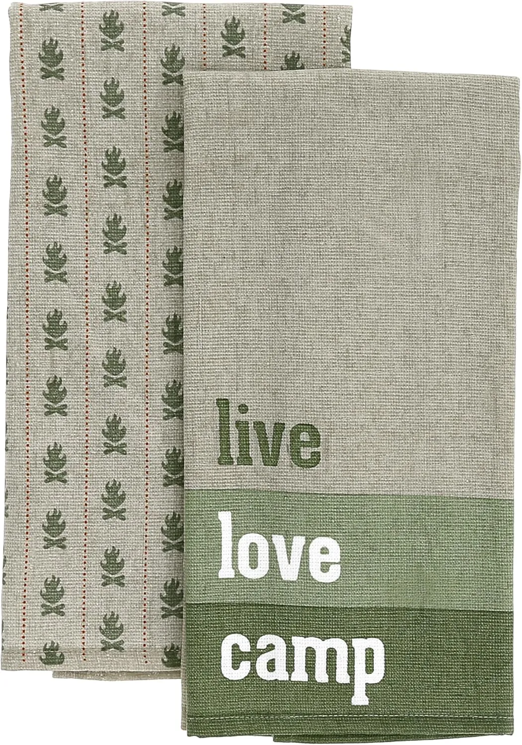 Pavilion Gift Company - Live Love Camp - Tea Towel Set of 2 Woodsy Outdoorsy Adventure Cabin Camping Camper Camp RV Tent