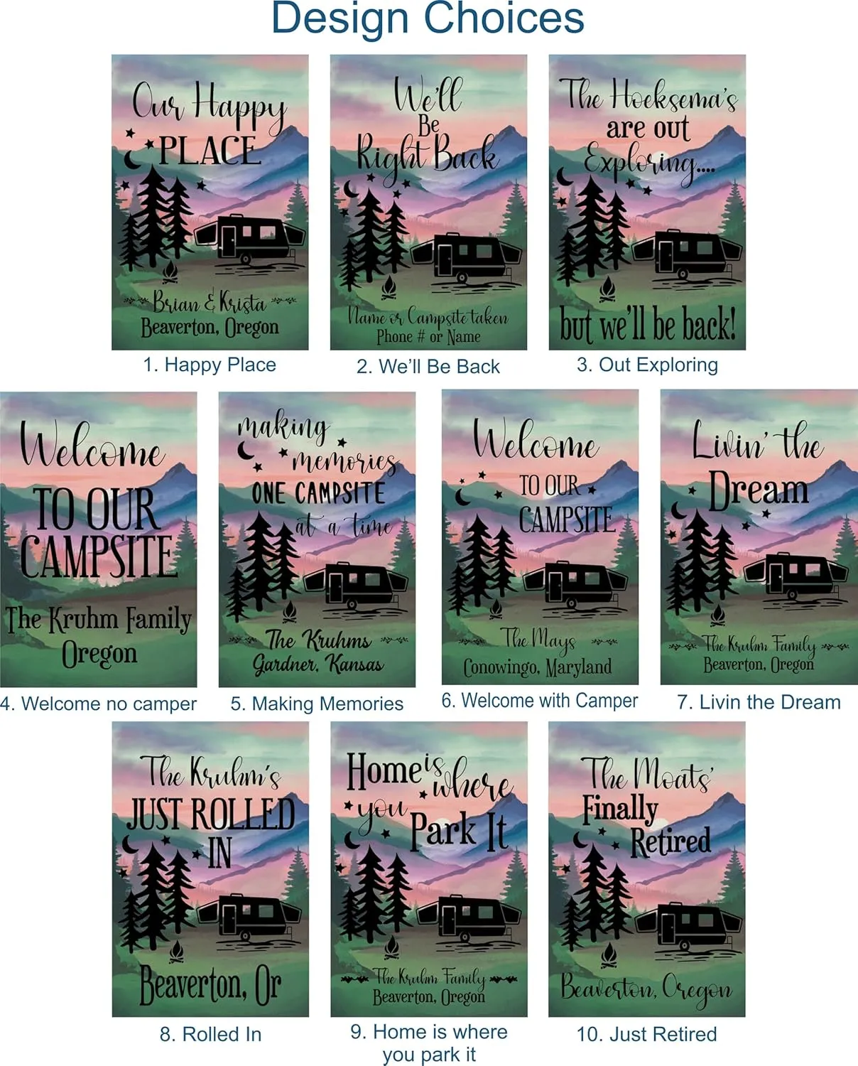 Personalized camper Garden Flag for Campsite, Custom outdoor camping decoration sign, unique yard decor for RV travel trailer, Motorhome, tent, camping enthusiasts (Solid Hybrid popup camper trailer)
