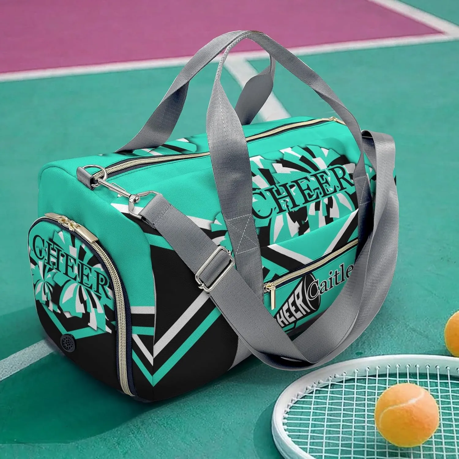 Personalized Cheer Green Custom Multi-functional Travel Bag, Unisex Portable Duffel Bag, Short Distance Travel Assistant