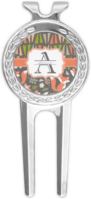 Personalized Fox Trail Floral Golf Divot Tool & Ball Marker
