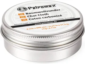 Petromax Tinder for Fire Starter, Natural Char Cloth Packed Inside a Weatherproof Tin for Outdoor Campfires, for Camping and Outdoor Adventures