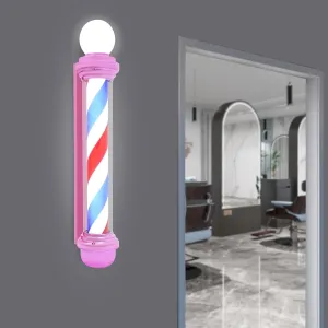 Pink Barber Pole Swivel LED Light, 40inch Classic Style Hair Salon Barber Shop Open Sign Outdoor Wall Mount Salon Spa Stripes Rotating Lamp for Barber Outside