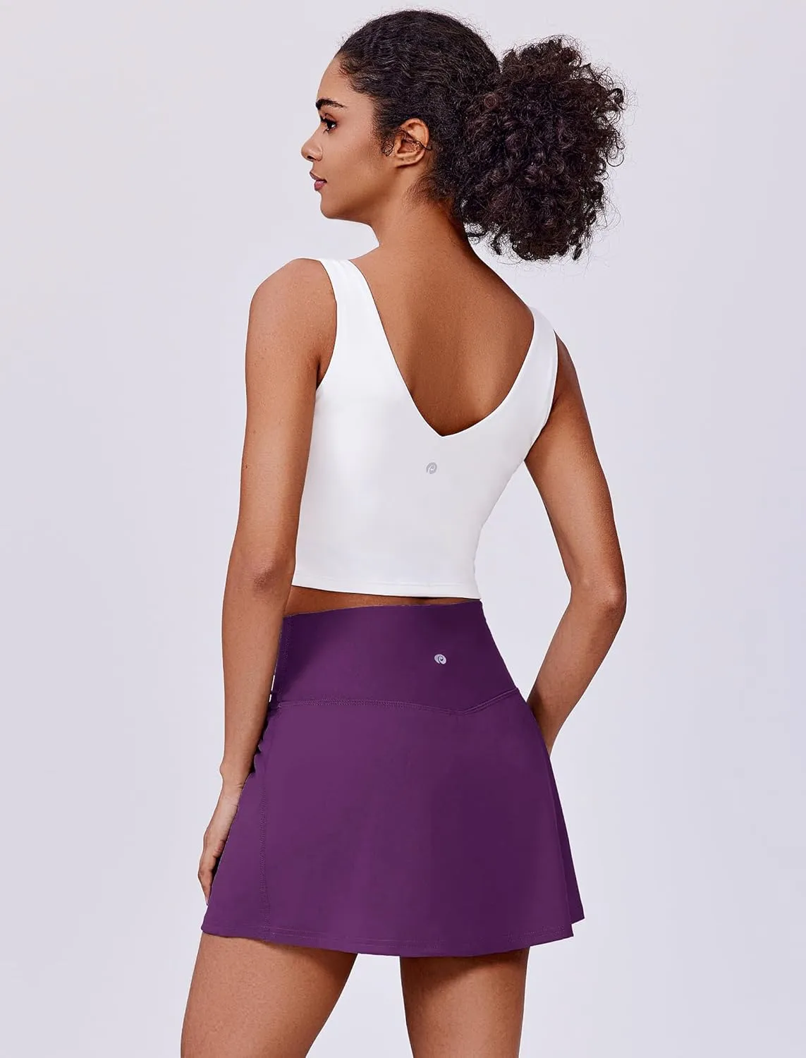 PINSPARK Womens Tennis Skirt High Waisted Golf Skort with 2 Pockets Stretchy Athletic Skirts for Workout Pickleball Running