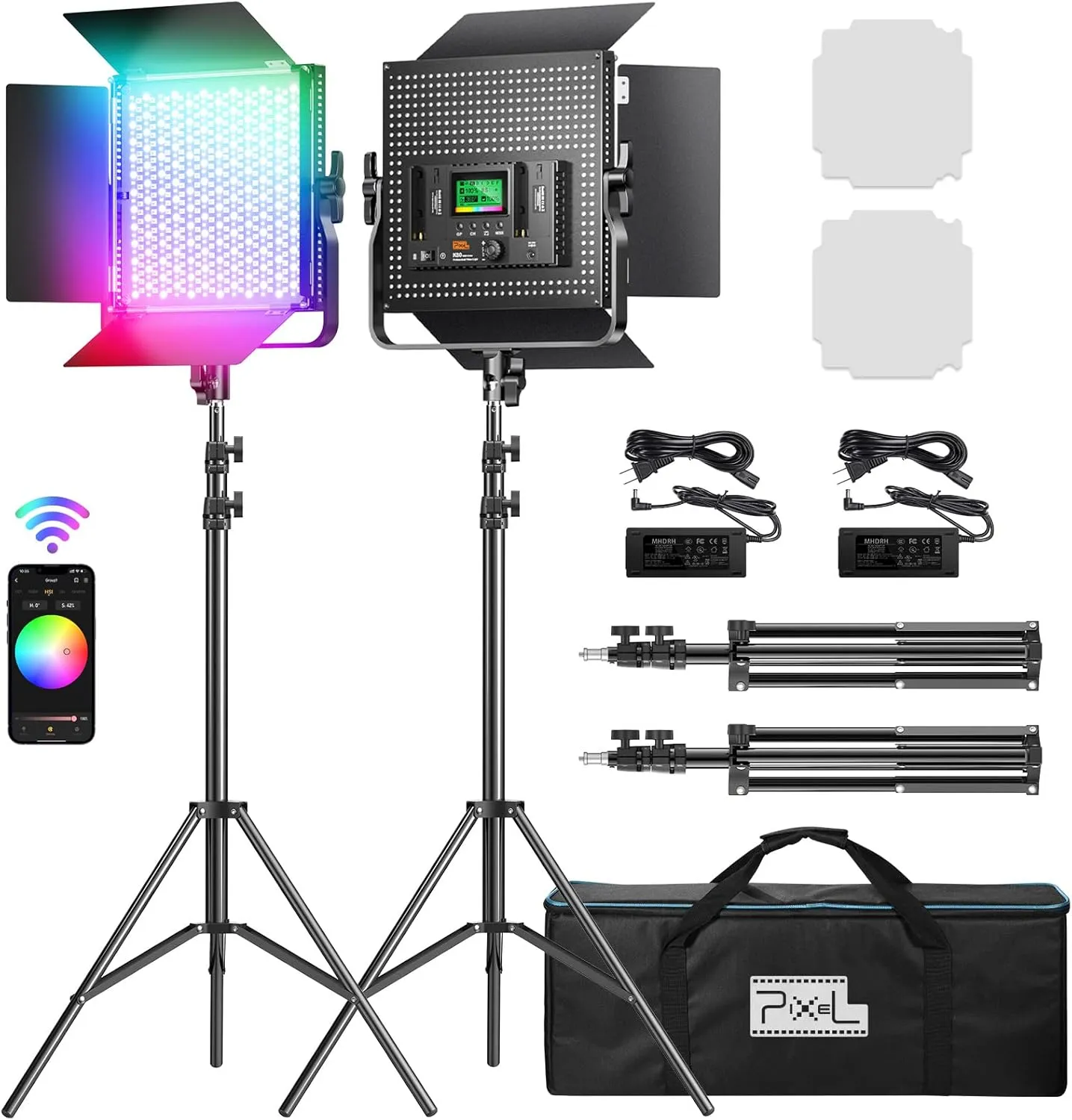 Pixel K80 Photography Lighting with APP Control, 2600K-10000K CRI 97  RGB Led Video Light Panel, 9 Applicable Scenes Lighting for Studio/Gaming/Streaming/YouTube/Videography/Film/Video Recording