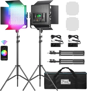 Pixel K80 Photography Lighting with APP Control, 2600K-10000K CRI 97  RGB Led Video Light Panel, 9 Applicable Scenes Lighting for Studio/Gaming/Streaming/YouTube/Videography/Film/Video Recording