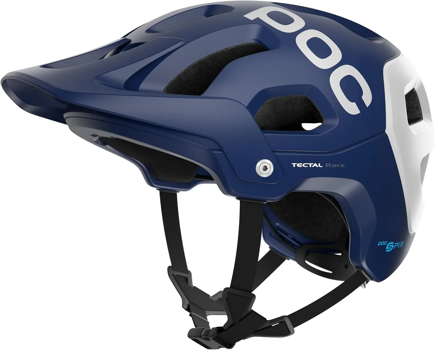 POC, Tectal Race Spin, Helmet for Mountain Biking, Lead Blue/Hydrogen White Matt, Medium/Large