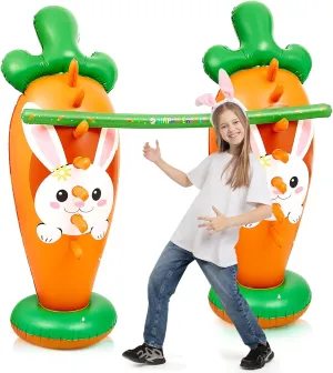 Poen 5.9 Feet Easter Family Games Inflatable Limbo Game for Adults Giant Easter Outdoor Party Decorations Inflatable Large Carrot for Holiday Party Yard(Carrot)