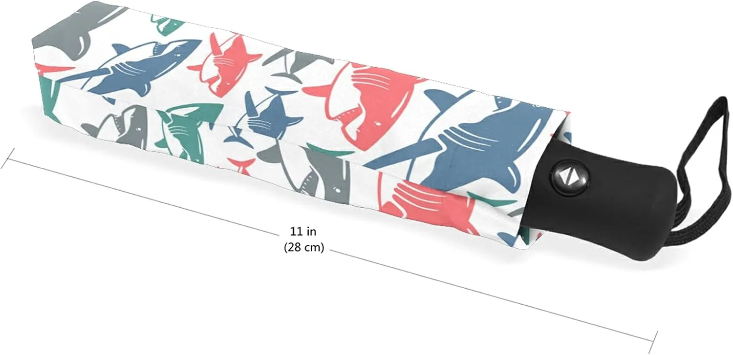 Poeticcity Auto Open/Close Folding Umbrella, Strong Inner Print Travel Rain Umbrella, Portable Automatic Compact Anti-UV Sun Parasol