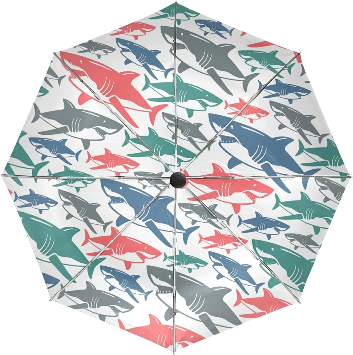 Poeticcity Auto Open/Close Folding Umbrella, Strong Inner Print Travel Rain Umbrella, Portable Automatic Compact Anti-UV Sun Parasol
