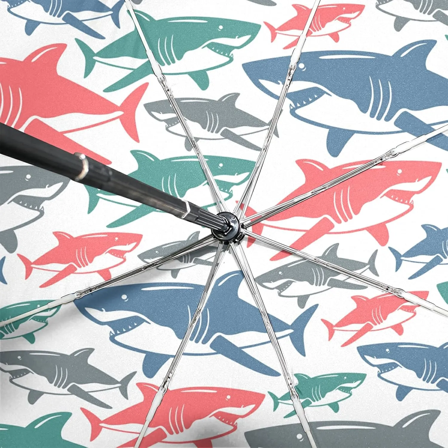 Poeticcity Auto Open/Close Folding Umbrella, Strong Inner Print Travel Rain Umbrella, Portable Automatic Compact Anti-UV Sun Parasol